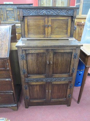 Lot 1569 - Oak Small Buffet Sideboard Circa 1930's, with...