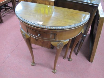 Lot 1591 - 1920's Mahogany Demi Lune Foldover Card Table,...