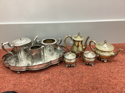 Lot 53 - A Decorative Plated Three Piece Tea Set,...