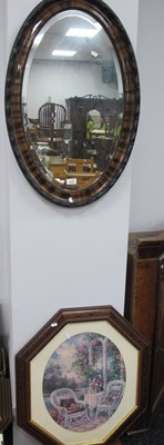 Lot 1535 - Early XX Century Oval Bevelled Wall Mirror,...