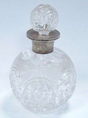 Lot 1282 - Cut Glass Globular Scent Bottle with Silver...