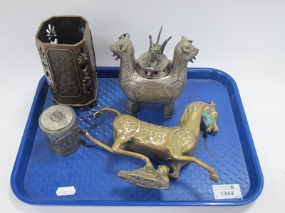 Lot 1344 - Oriental - Brass Model of Galloping Horse,...