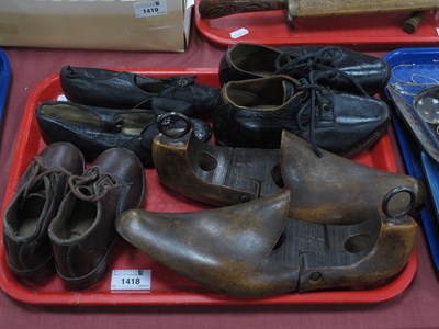 Lot 1418 - Two Pairs of Leather Child's clogs, a pair of...