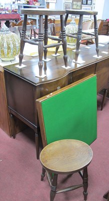 Lot 1592 - Vono Card Table, three oval topped stools on...