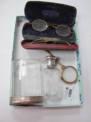 Lot 1305 - Silver Topped Scent Bottle. and another plated...