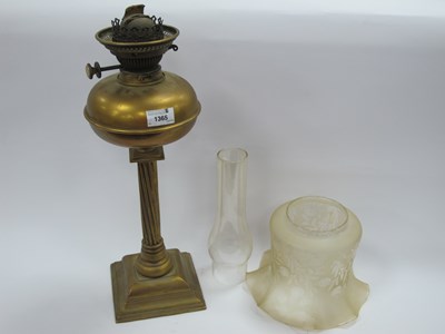 Lot 1365 - Hinks Oil Lamp, iron weighted, in brass with...