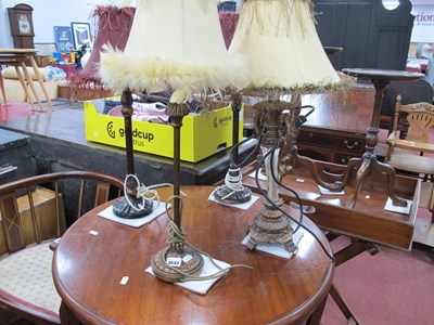 Lot 1642 - Pair of Table Lamps, with wooden caved bases...