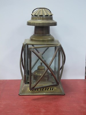 Lot 1064 - Two Oil Lamps, carry lamp, pair of brass wall...
