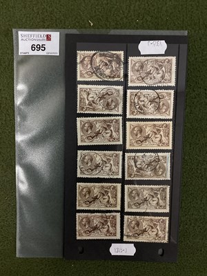 Lot 695 - Stamps, twelve Great Britian 2/6d seahorse...