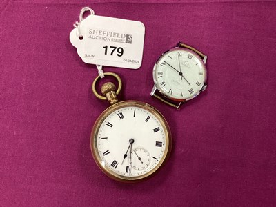 Lot 179 - A Gold Plated Cased Openface Pocket Watch, the...