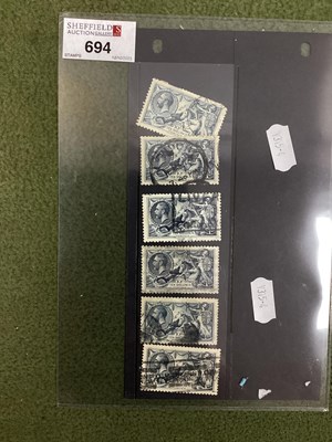 Lot 694 - Stamps, five Great Britain King George 5th 10/-...