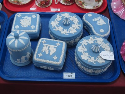 Lot 1222 - Wedgwood Blue and White Jasperware Circular...