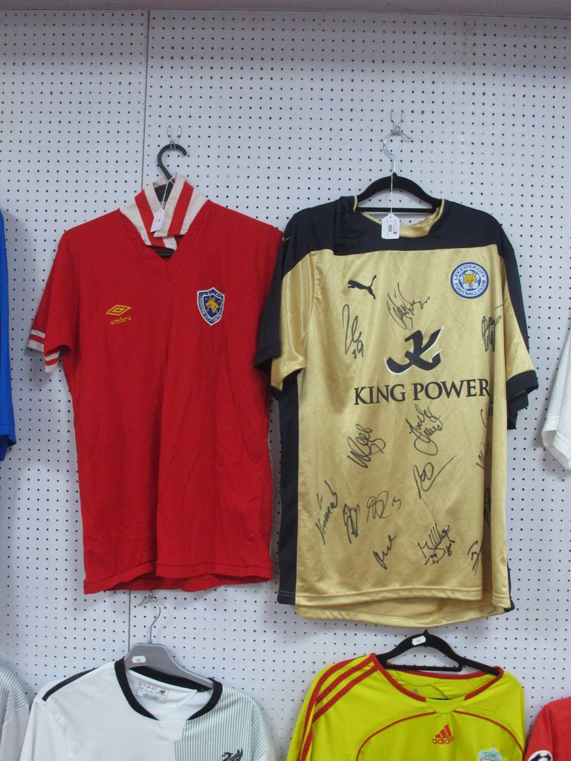 Lot 305 - Leicester City Umbro Red Away Shirt, with...