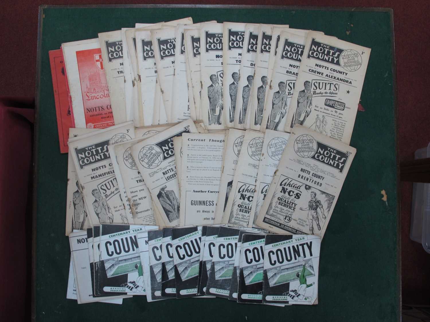 Lot 385 - Notts County 1950's Programmes, mainly homes...