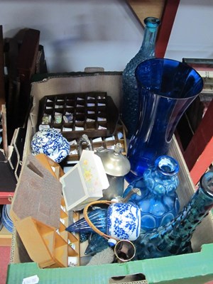 Lot 1047 - Blue Glass Italian Bath Salt Bottles, thimbles,...