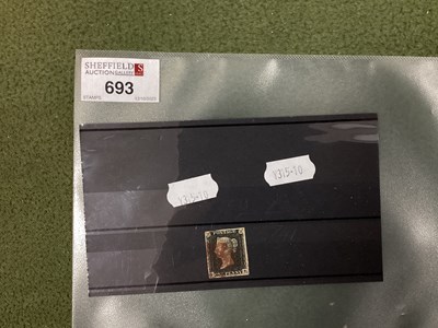 Lot 693 - Stamps, a Queen Victoria 1d Penny Black 'OB',...