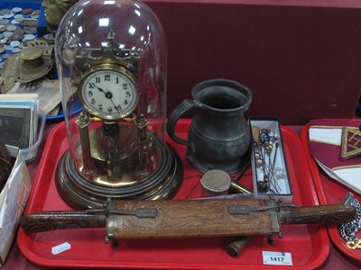 Lot 1417 - Brass Clock Under Glass Dome, 27cm high....