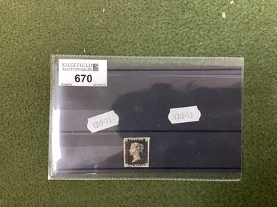 Lot 670 - Stamps, a Queen Victoria 1840 Penny Black 'IH'...