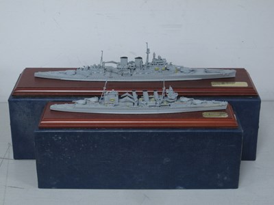 Lot 576 - Two White Metal Warship Display Models by...