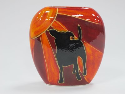 Lot 1174 - Anita Harris 'Deco Dog' Sunburst Purse Vase,...