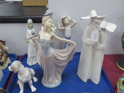 Lot 1184 - Lladro Figure of Group of Two Nuns, 33cm high....