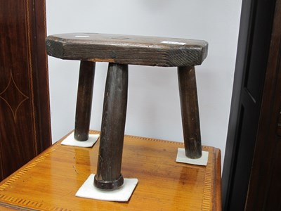 Lot 1572 - XIX Century Elm Milking Stool, with canted...