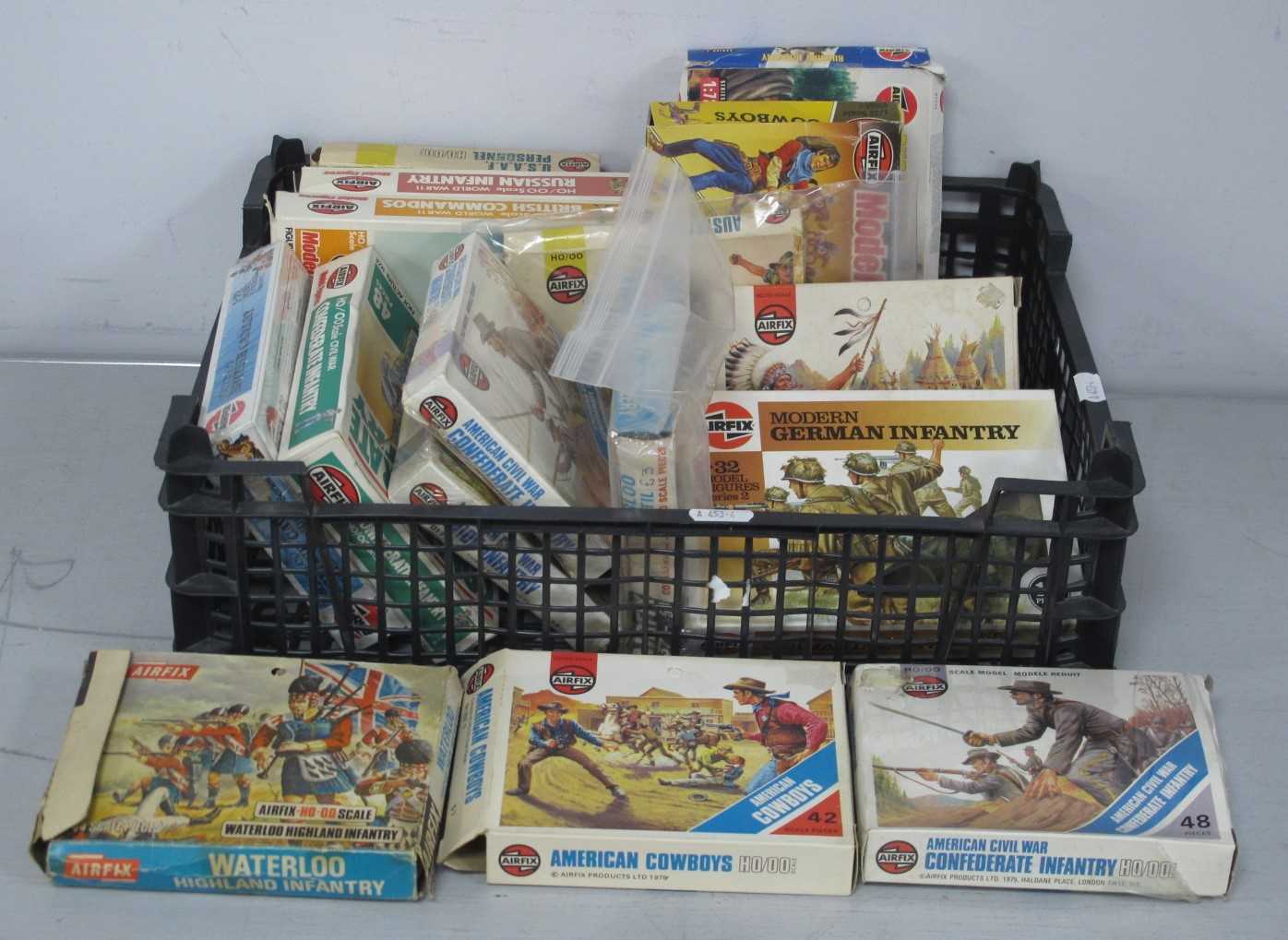 Lot 519 - Sixteen Airfix Plastic Toy Soldiers, Cowboys,...