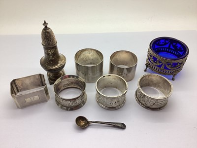 Lot 107 - Hallmarked Silver Napkin Rings, (initialled...