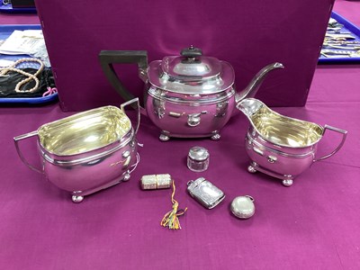 Lot 80 - HB&H Plated Three Piece Tea Set, together with...