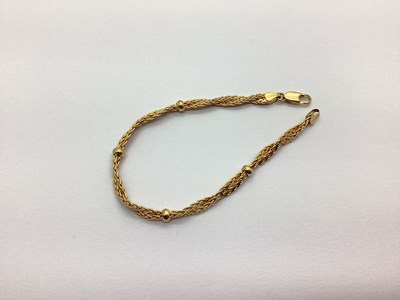 Lot 183 - A Fancy Plaited Style Bracelet, stamped "375",...