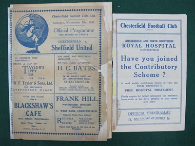 Lot 846 - Chesterfield v. Sheffield United Programmes...