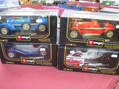 Lot 846 - Four Burago 1:18th scale diecast model cars...