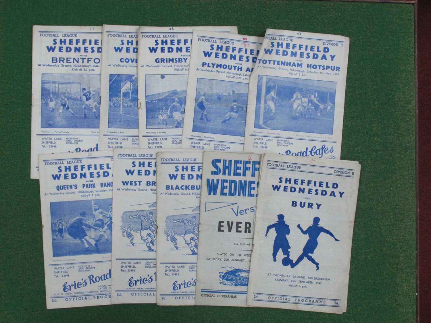 Lot 887 Sheffield Wednesday Home Programmes 1947 8