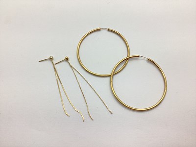 Lot 180 - A Pair of Large 9ct Gold Hoop Earrings,...