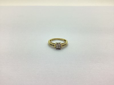 Lot 222 - An 18ct Gold Stone Set Ring, the four princess...