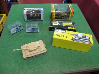 Lot 654 - Six Diecast and Plastic Military Model...