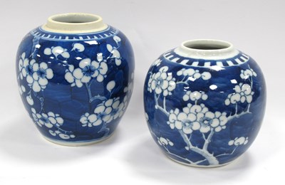 Lot 1313 - Two Chinese ginger jars both painted with blue...