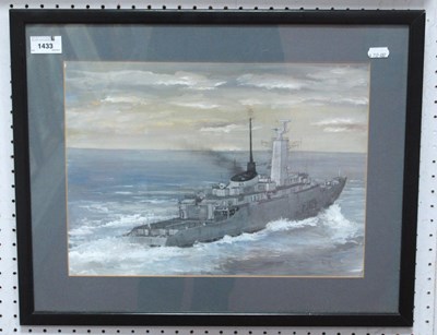 Lot 1433 - A mixed media picture of Royal Navy ship 'F189'...