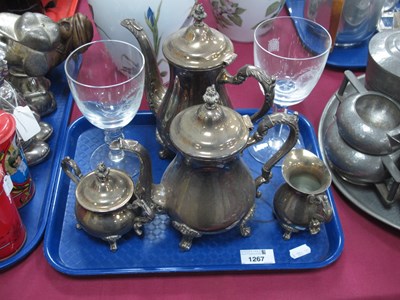 Lot 1267 - Plated Four Piece Tea Service, Orrefors...