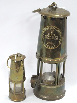 Lot 1389 - Eccles Miners Lamp, together with a miniature...