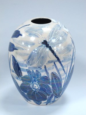 Lot 1220 - Anita Harris Blue and White Lustre 'Dragonfly'...