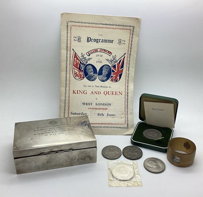 Lot 411 - WWI Hallmarked SIlver Cigarette Box, engraved...