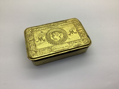 Lot 404 - WWI Princess Mary 1914 brass gift tin.