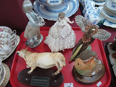 Lot 1180 - Beswick Pheasant and Charolais Bull. Worcester...