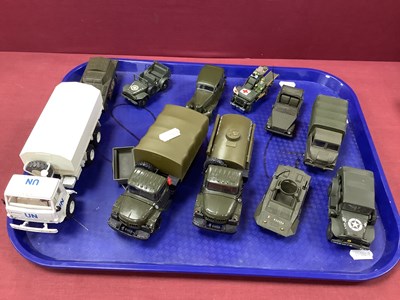 Lot 729 - Eleven Diecast, Plastic Model Military...