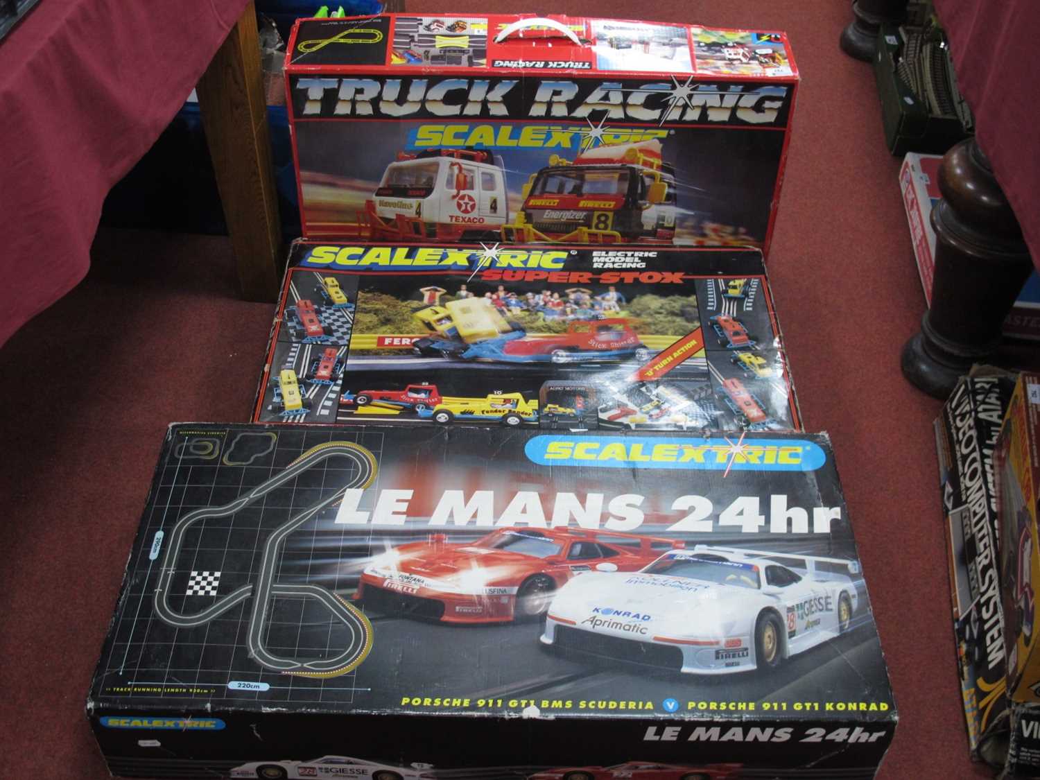 Lot 727 - Three boxed Scalextric sets to include Le Mans...