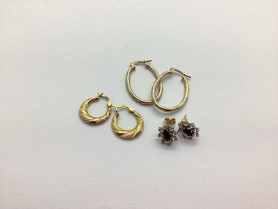 Lot 175 - Modern 9ct Gold Two Colour Oval Hoop Earrings,...