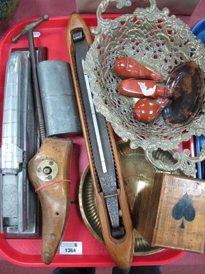 Lot 1364 - Canasta Box, pierced brass dish, loom, shoe...