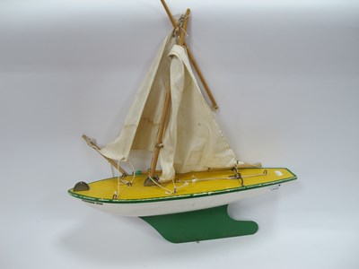 Lot 1340 - A pond yacht painted with green and white by...