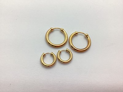 Lot 209 - Two Pairs of Modern Hoop Earrings, (one pair...